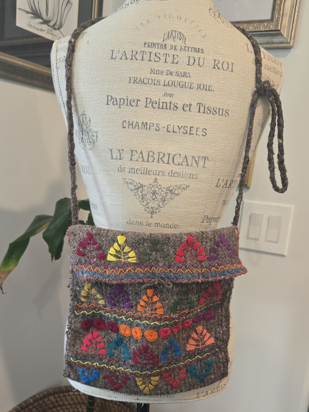 Wool Handwoven Embroidered Crossbody Bag From Chiapas in Multicolor